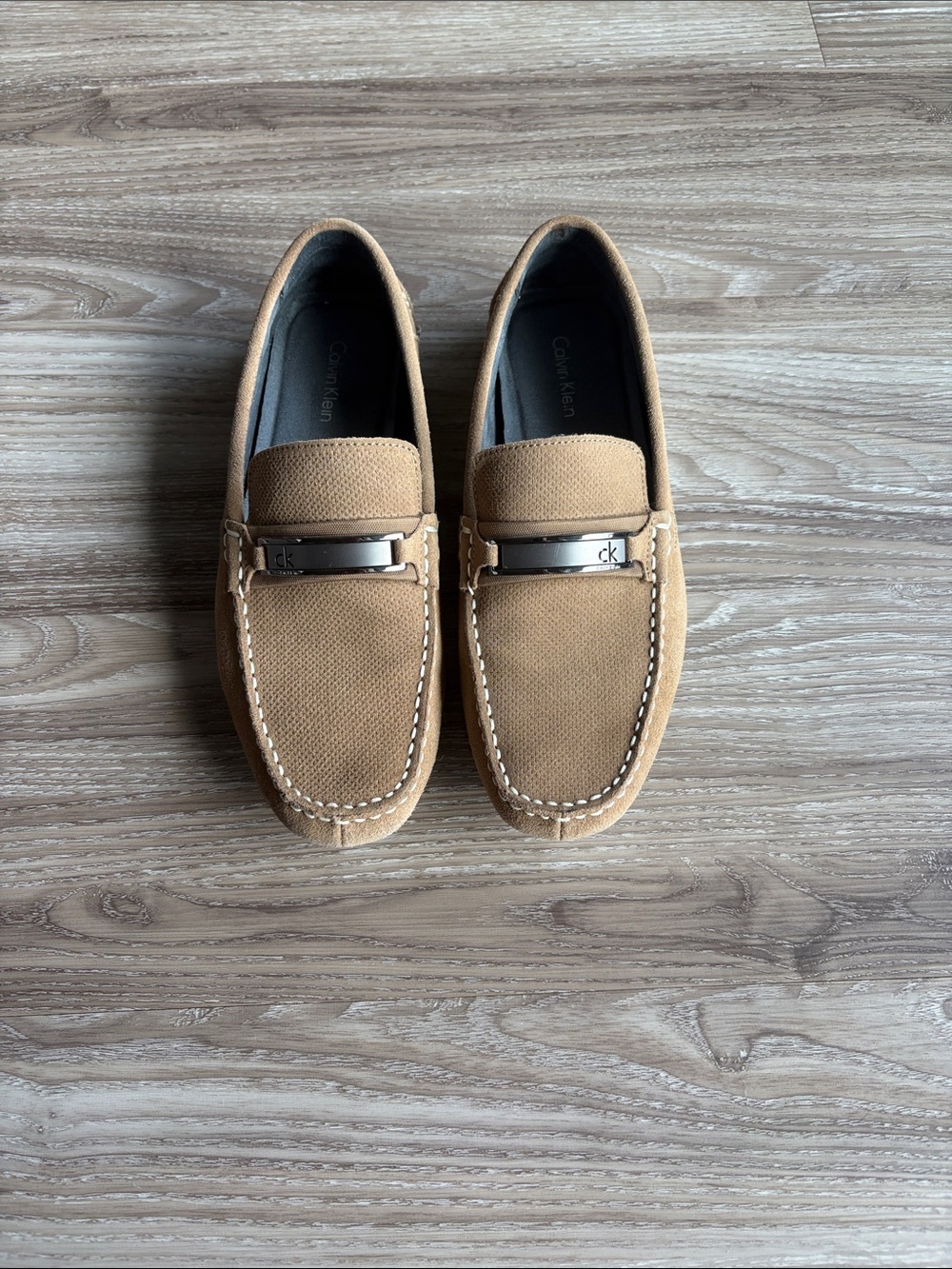 Calvin Klein Men’s Tan Suede Slip-On Loafers